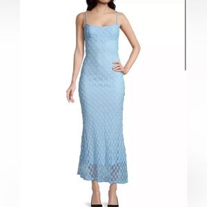 bardot adoni floral mesh midi dress in cornflower